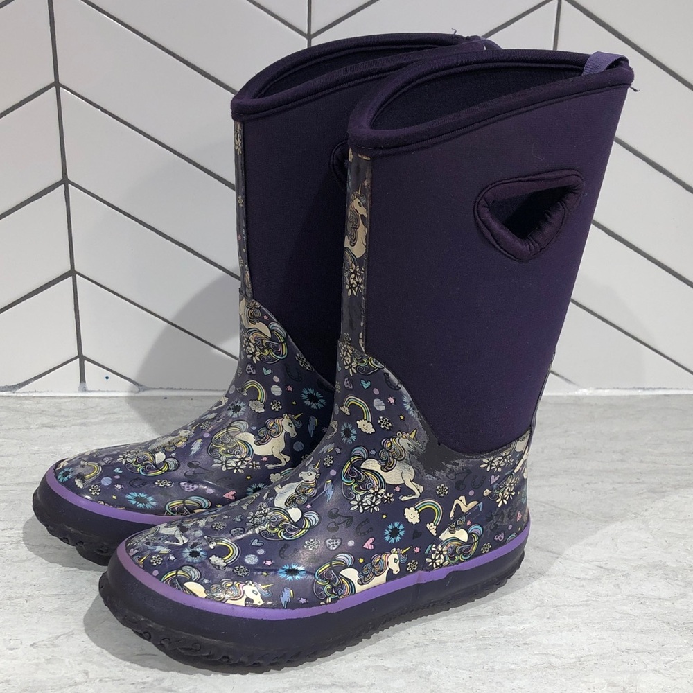 Storm by Cougar (13) Super Sturdy Purple Unicorn Rain Boots with Neoprene Shaft